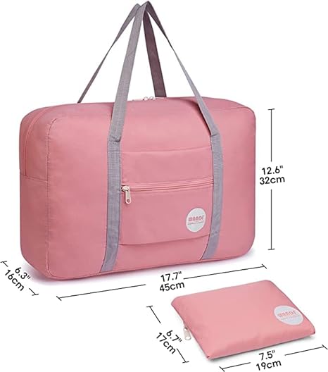 BESTOTTAM Men's/Women's Foldable Waterproof Nylon Travel Duffel Bag Tote Carry on Luggage Young Sports Backpack (Pink)