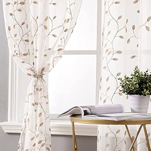 MIULEE Cortinas Bordado Translucida de Dormitorio Cover