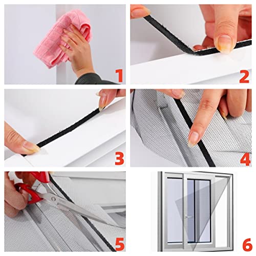 Goaycer Fliegengitter Fenster,Insektenschutz Fliegenschutz Fenster, Fliegennetz Moskitonetz Zuschneidbar 130x150cm （Schwarz ）