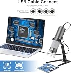 4K 3840x2160p WiFi Digital Microscope for iPhone/Android Phone and Windows Mac PC, Wireless Handheld Microscope Camera, Portable Microscope with Metal Stand for Adults and Kids