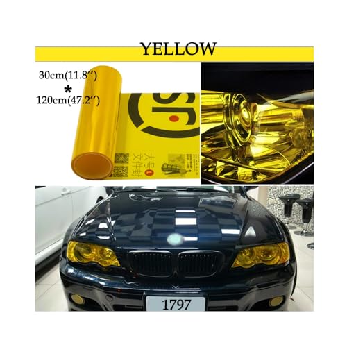 Image of 1797 Yellow Light Tint Film for Car Headlight Fog Tail Lights Tinted Vinyl Wrap Accessories Self Adhesive 48 inch x12 inch 2 pcs