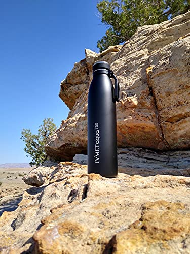 Ivmet Aqua Stainless Steel Double Wall Vacuum Insulated Drinking Bottle Flask Thermos Hydro Metal Reusable Canteen For Sport School Fitness Outdoor (Black Opal, 25.3 Oz/750 Ml) #TOP4