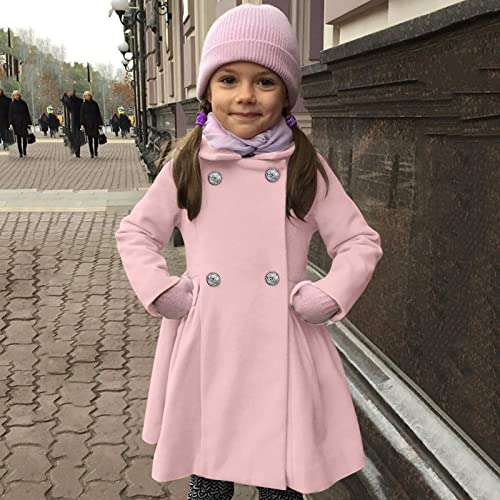 Wool Blend Overcoat for Kids Girls Long Sleeve Double Breasted Lapel Long Jacket Winter Warm Windproof Top2