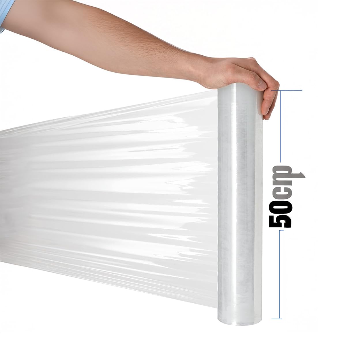 Lot de 3 Film rétractable transparent pour emballage colis déménagement ou expédition 3 kg/20 µm. Largeur 50 cm x Longueur 270 m
