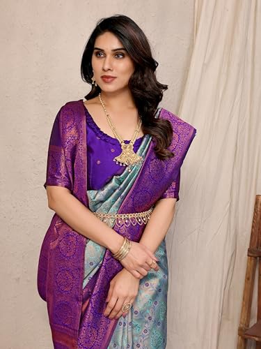 Image of Women's Kanjivaram Soft Silk Banarasi Saree With Blouse Piece | Banarasi Sari For Women | Saree with Blouse piece