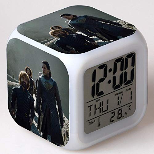 Preisvergleich Produktbild Kinder Nachttisch digitaler Wecker LED buntes Nachtlicht Stimmungswecker quadratische Uhr Berührungsschalter Stumm Reise kleiner Wecker mit USB Ladeanschluss Geschenk für Kinder Q3200