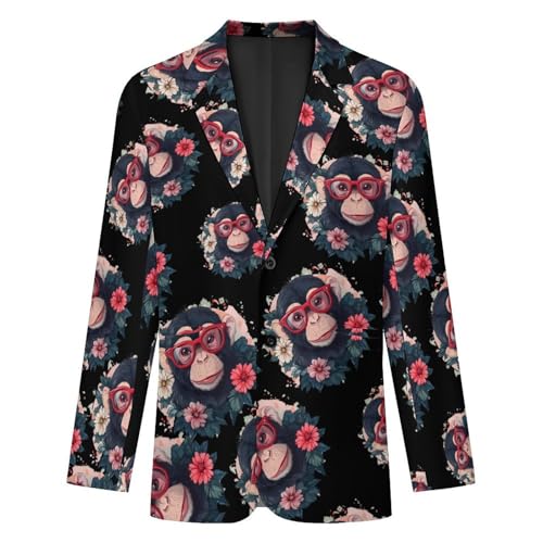 Funny Monkey Men's Suits Business Formal Suit Dress Print Jackets Casual Wedding Party Coat4