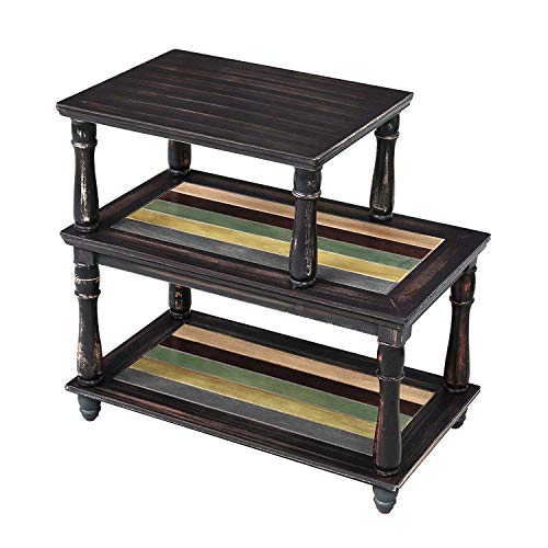 VASAGLE End Table with Colorful Storage Shelf, 3-Tier Narrow Side Table with Solid Wood Legs, Sturdy and Assembly Without Tools, Sofa Table for Living Room, Country Brown ULET18GL