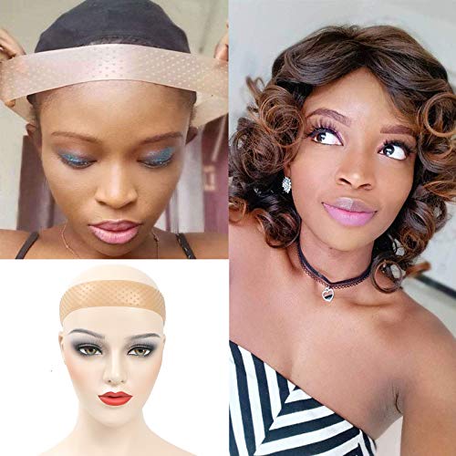 Non Slip Wig Grip Band Transparent Silicone Wig Band Large Size Comfort Head Hair Band Extra Hold Wig Headband Adjustable Women Hair Wig Band (Brown, Size L)