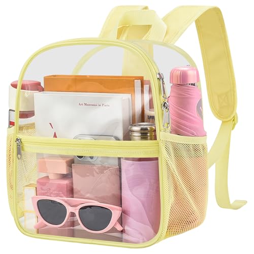 Image of Oraben Clear Backpack Stadium Approved, 12 x 6 x 11 in, Small Transparent Backpack for Concerts, Sports Events, Festivals, Travel, Waterproof PVC, Adjustable Straps, Women Men