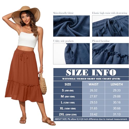 Image of Witsmile High Waist Tiered Skirts for Women Flowy Skirts for Women Long Length with Pockets 2026 Fashion Trendy