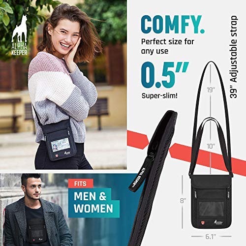 Travel-neck-wallet-RFID-passport-holder-for-women-and-men-Includes-2-Luggage-tags-NEW-MODEL