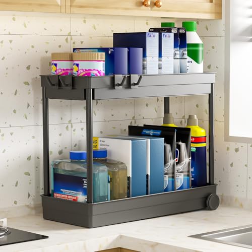 ASOBEAGE Küchenorganizer: 2 Etagen, unter der Spüle und Schrank Regal mit...
