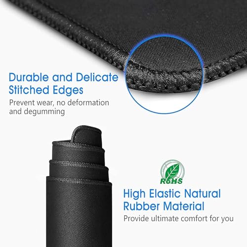 Image of Storite 900x400x2mm Extended Gaming Mouse Pad for Laptop /Computer with Stitched Embroidery Edges and Water Resistance Coating Natural Non Slippery Rubber Base Mousepad Desk Mat - Black