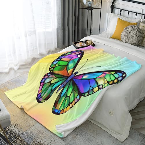 JSCWDET Manta Sofa Invierno Grande, Mantas para Cama Estilo de Dibujos Animados, Mariposa Brillante Franela Suave, Cobijas de Invierno, Manta Polar Cubre Sofa, 180×220 cm