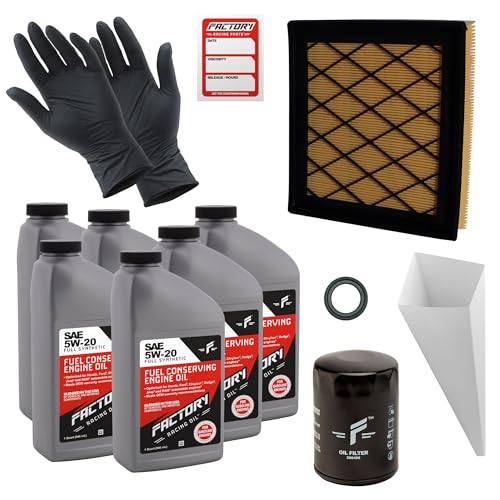 Factory Racing Parts Deluxe Oil Change Kit Compatible with Ford F-150 4.6L 2009-2010, 3.7L 2011-2014 5W-20 Full Synthetic - 6 Quarts