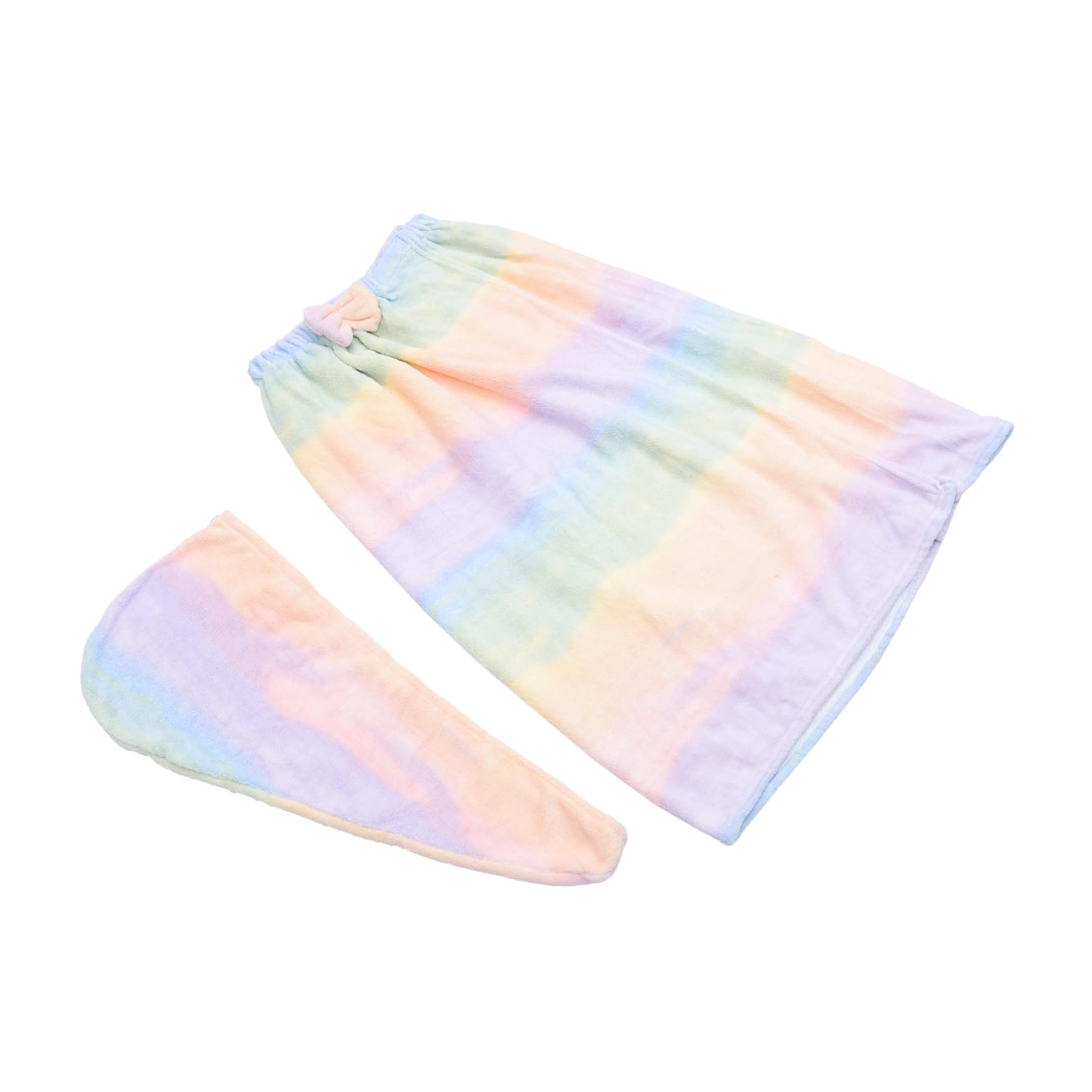 Turban Handtuch Satz für Damen Korallenvlies Atmungsaktiv Schnelltrocknend Knielang für Reise und Spa Baderock mit Hut