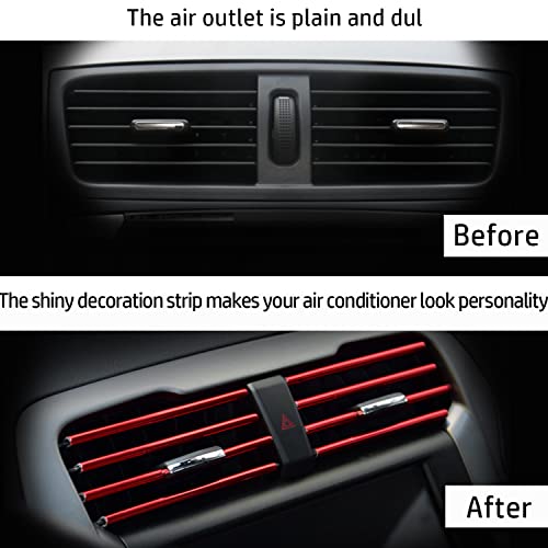 Smeyta 20Pcs Car Auto Air Conditioner Vent Outlet Trim Strip,Universal Waterproof Bendable Air Vent Outlet Trim Decoration,Car Interior Accessories(Red) #TOP2