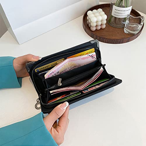 1PCS Skull long ladies Wallet Zipper Around Wallet Large Capacity Wallets for Women Credit Card Wallet (Green)3