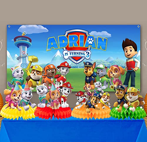 9 Piece Cartoon Puppy Patrol Theme Honeycomb Centerpiece, Dog Patrol Theme Birthday Decorations Including Table Decorations, Birthday Baby And Kids Party Supplies. #TOP2