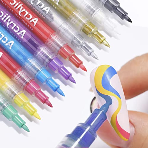 12 Stylo Graffiti pour Nail Art de Couleur, Liner ongle nail art,Nail Point Graffiti Dotting Pen Dessin Peinture Liner Brush pour DIY Nail Art Beauty Orn Manucure Tools Cover