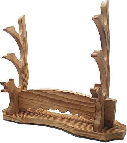 Soporte para espada, soporte de pared Katana de madera, Katana Wakizashi Genji hoja samurái japonesa Gladius (madera maciza, 3 capas)