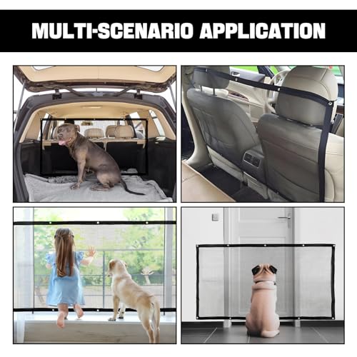 Hbxdeco Barreira de rede de carro para cães, barreira para cães de 111 cm × 61 cm, divisor de carro