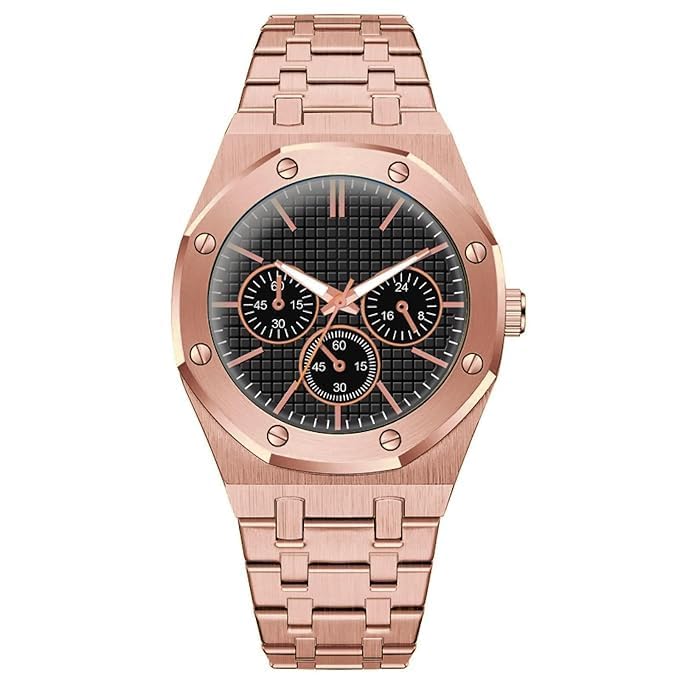 Chronograph Gold Dial Stainless Steel Gold Strap Analog Watch (Copper) (B0D1N71NGP) Amazon Price History, Amazon Price Tracker