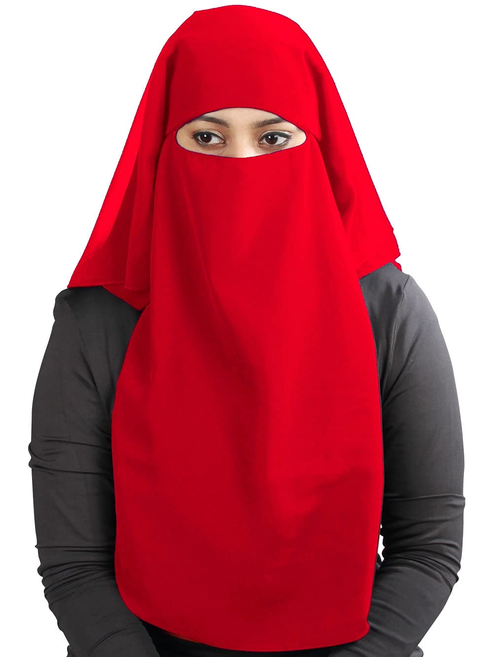MyBatua 3 strati saudita niqab in georgette traspirante, prezzo all'ingrosso, 1 pezzo faccia velo NQ-003