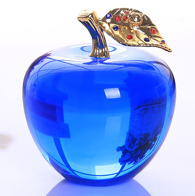 Kristall-Ornament Blauer Apfel Glas Obst Briefbeschwerer handgefertigtes Kunstgeschenk für Weihnachten Geburtstag Ornament