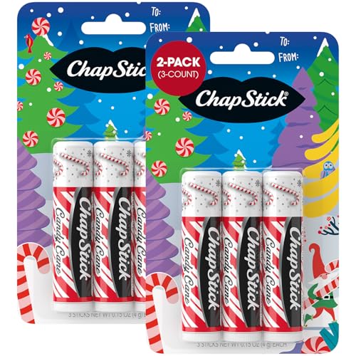 ChapStick Lip Balm Candy Cane 6-Count Fresh & Minty Lip Moisturizer Stocking Stuffer 0.15 Oz Ea