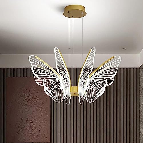 Lustre papillon plafonnier LED moderne dimmable avec télécommande or - 4