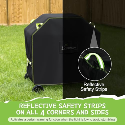 UIRWAY Gas Grill Cover 52 Inch, Waterproof, UV & Fade Resistant BBQ Grill Cover for Outdoor, Barbecue Cover with Reflective Strip and Air Vent for Weber, Dyna-glo, Char-Broil, Nexgrill, etc. Black