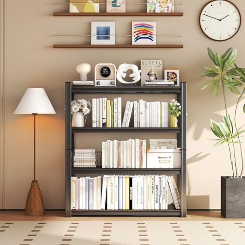 BEESTMUEBLE Tall Bookshelf with Open Shelves, Metal Office Book Shelf,