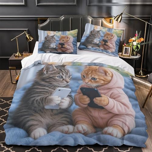 Housse de couette chatons hypoallergénique pour lit enfant une place