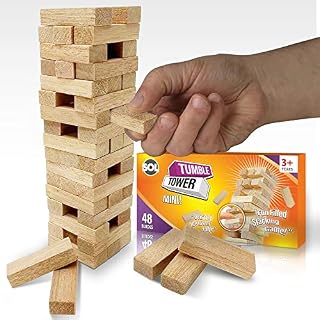 48PCS Mini Tumbling Tower | Wooden Stacking Blocks | Fun Entertainment for Kids and Adults | Travel Size Tumble Tower | Classic Indoor and Outdoor Games for Family