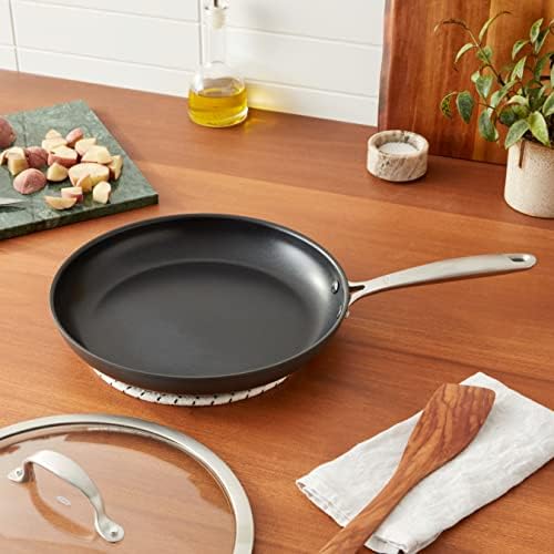 OXO Enhanced, 12" Frying Pan Skillet with Lid, Healthy Ceramic Nonstick, PFAS-Free, Stainless Steel Handle, Dishwasher Safe, Oven Safe, Black - Thumbnail 4