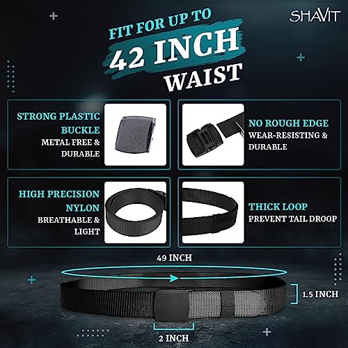 SHAVIT Nylon Belts for Men, Work Belt Adjustable Slide Plastic Buckle Web Canvas Belt for Outdoor, Airport friendly3