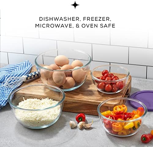 JoyJolt Very Peri 8pc Glass Mixing Bowls with Lids Set - Large Nesting Bowls, 2 Qt, Durable, Dishwasher & Microwave Safe - Thumbnail 4