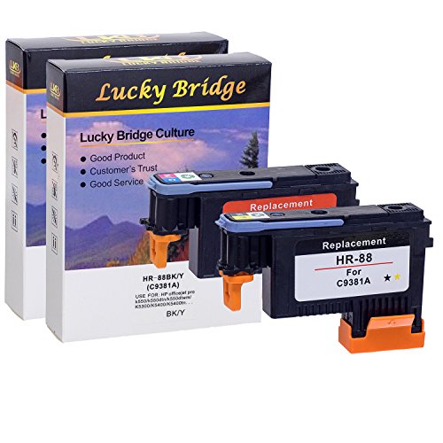 Lucky Bridge Cabezal de impresión HP88 C9381A C9382A remanufacturado con chip nunca utilizado, compatible con HP Officejet (1 por 1 MC) Cover