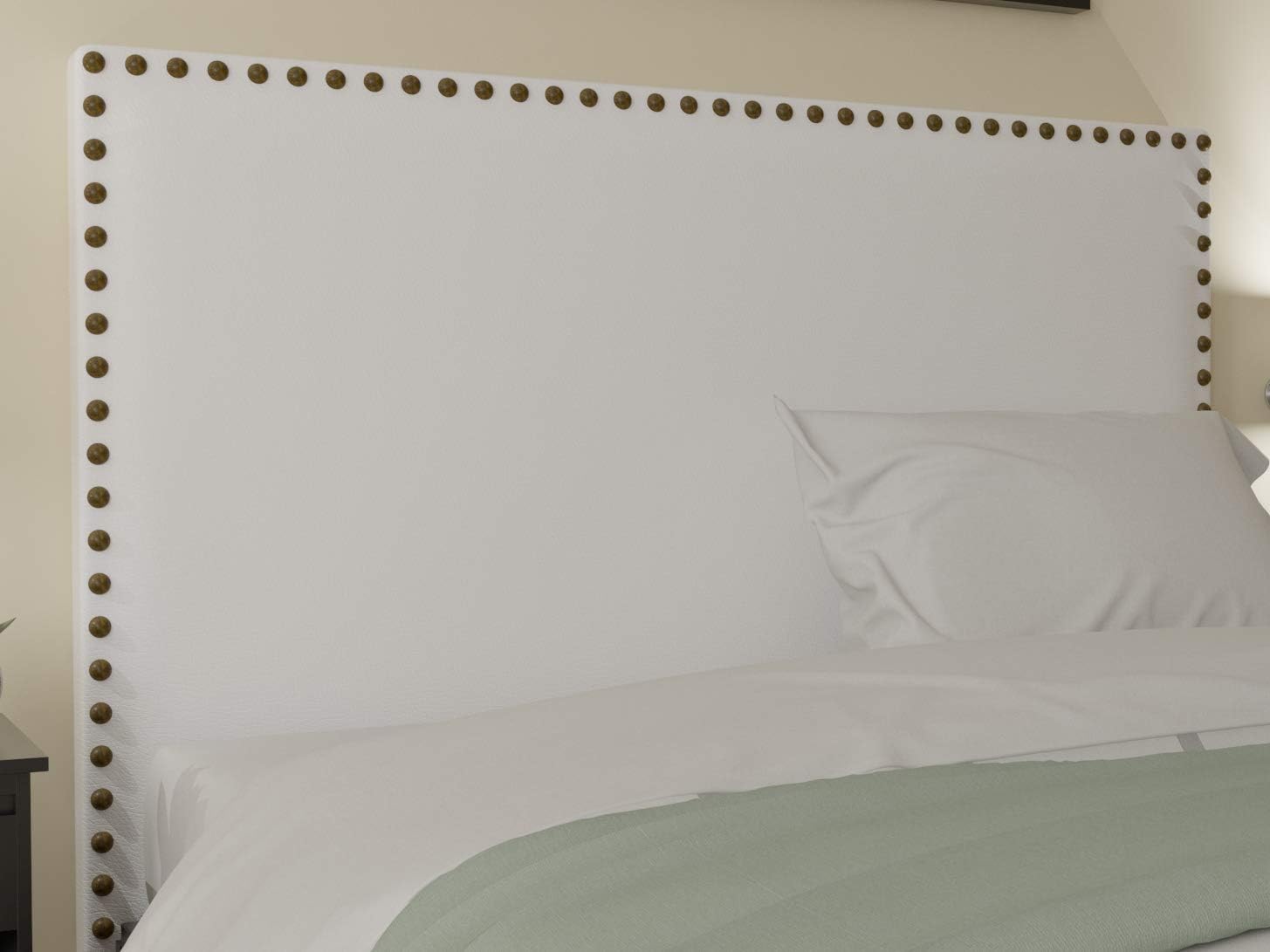 LA WEB DEL COLCHON - Cabecero tapizado Tachuelas Cama de 150 (160 x 120 cm) Polipiel Blanco