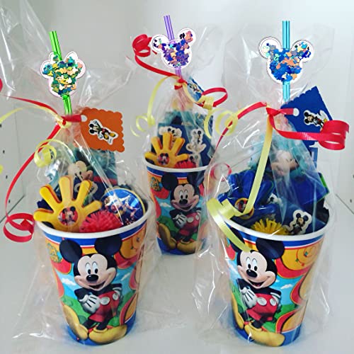 Glitter Sequin Mouse Theme Birthday Party Favors Nicky Mouse Straws, Mouse Shape Reusable Plastic Drinking Straws 8 Designs For Kids Birthday Party 24Pcs With 2 Cleaning Brush #TOP3