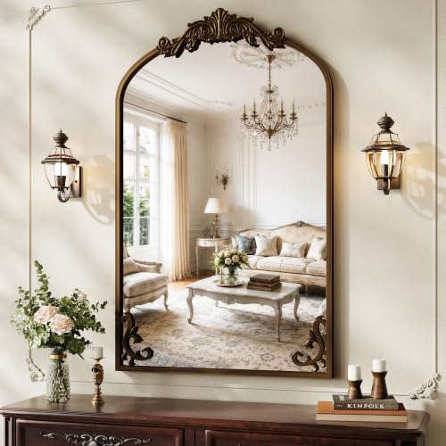 Image of Koonmi Vintage Wall Mirror, 36 inchx24 inch Arched Antique Mirror