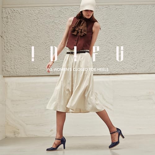 Image of IDIFU IN3 Closed Toe Chunky High Heels Comfortable Dress Shoes for Women