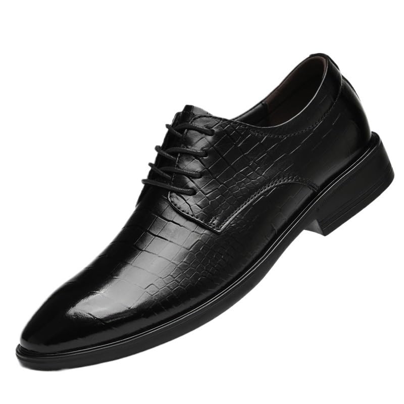 Men's Classic Slip On Dress Shoes Genuine Leather Oxford Shoes Non-Slip Business Formal Derby Shoes for Men(Black,8.5)