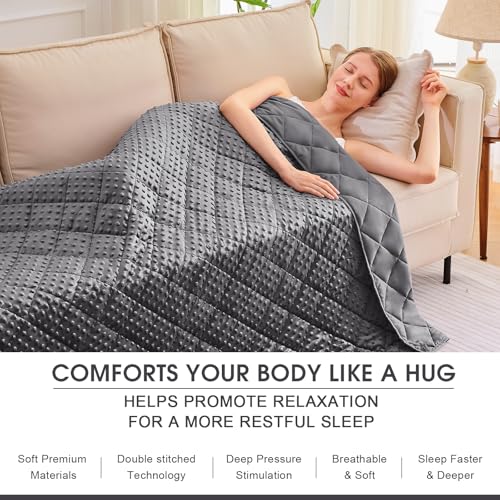 Grey Weighted Blanket for Adults 12lbs, 48"x72", Twin Full Size Cooling Minky Heavy Throw Blanket for 110-130lbs, Soft Winter Thick Big Blankets Weighted Comforter Gift for Sleeping