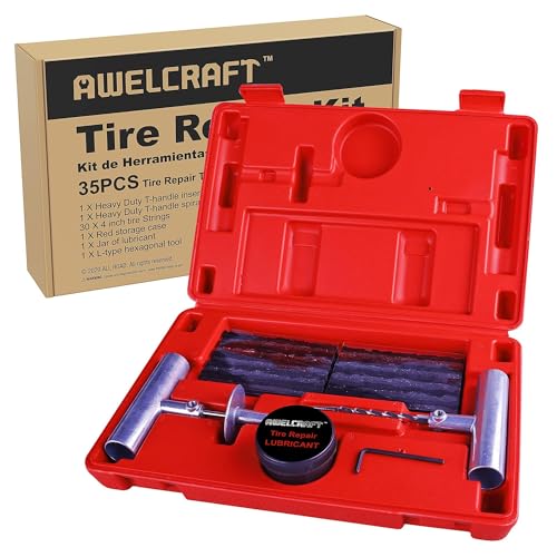 AWELCRAFT 35-Piece Heavy Duty Tire Plug Kit &ndash; Professional Flat Tire Repair for Car, Truck...