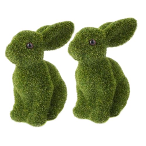SOLUSTRE 2 Piezas Conejo de simulación de Pascua conformado Falso Fiesta decoración Infantil Conejos Pascua Modelo de Conejo Flocado simulación de Flocado de Animales el plastico Green