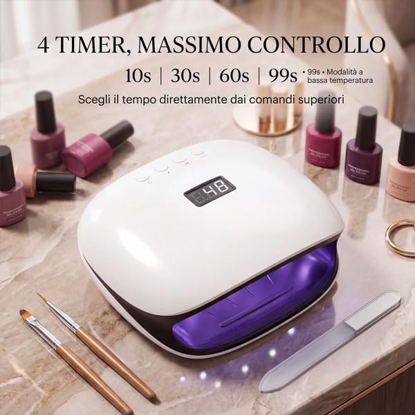 081 Store - Lampada UV LED Unghie Professionale 36 LED 365+405nm, Lampada UV LED Unghie con 4 Timer 10/30/60/99s, Sensore Infrarossi e Display Digitale, Fornetto Unghie per Gel e Semipermanente