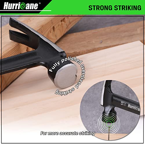 Hurricane 16Oz Framing Hammer, Straight Claw Hammer Forged And Heated Treated Carbon Steel With Magnetic Nail Holder, Ergonomic Non-Slip Handle #TOP3